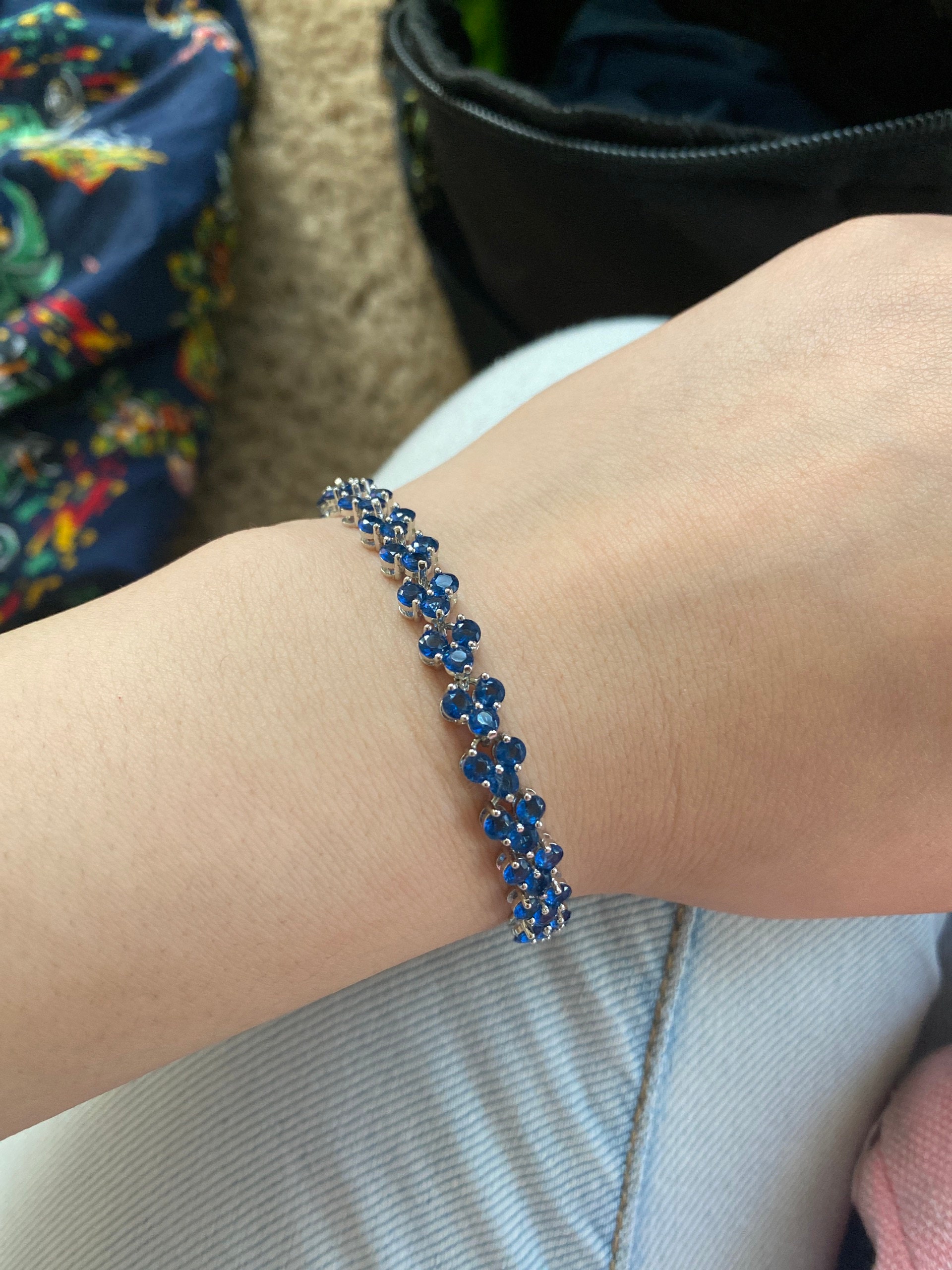 Bridal party bracelet earrings set Navy tear drop cubic zirconia earrings, Blue bridesmaid gift set, Navy blue earrings XY1