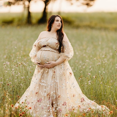 Floral Tulle Maternity Dress for Photoshoot, Boho Maternity Gown Baby ...