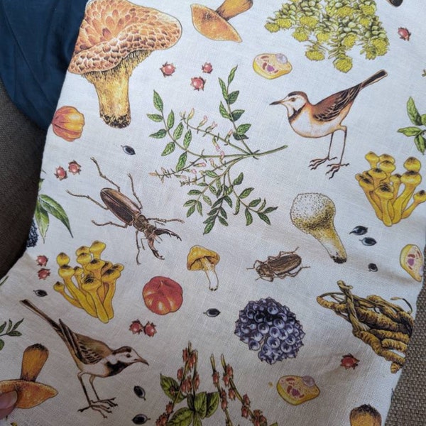 Mushroom Linen Curtain Panel, Vintage Curtains, Rod Pocket Curtain