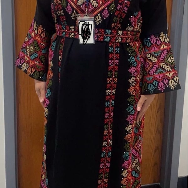 Zaytoon® Palestinian Thobe with Red Tatreez Embroidery main image 0