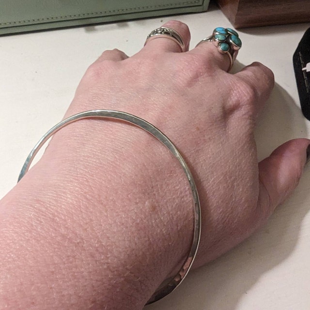 Triangular Bangle, Silver Bangle, Hammered Bangle - Etsy