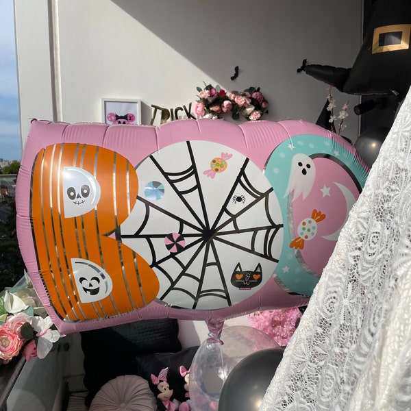 Giant Halloween Boo Balloon, Pastel Halloween Decor, Pink Halloween ...