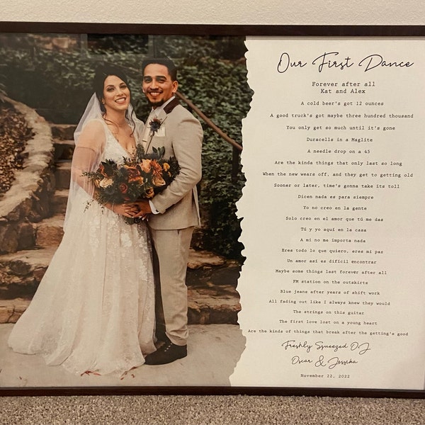 First Dance Lyrics With Photo, 1st Year Anniversary Gift for Wife ...