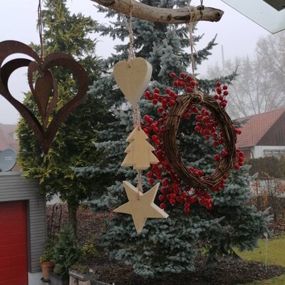 HERBSTDEKOFensterdeko zum Hängen mit Windlichtglas Deko Ast mit Holz