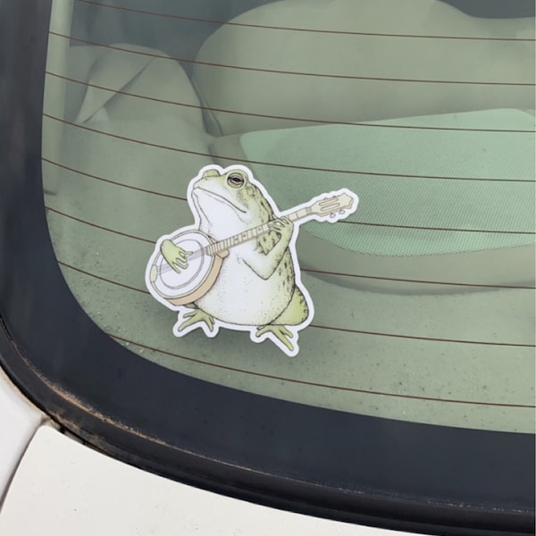 Bluegrass Vinyl Sticker - Banjo Frog Bumper Sticker - Waterproof Water ...