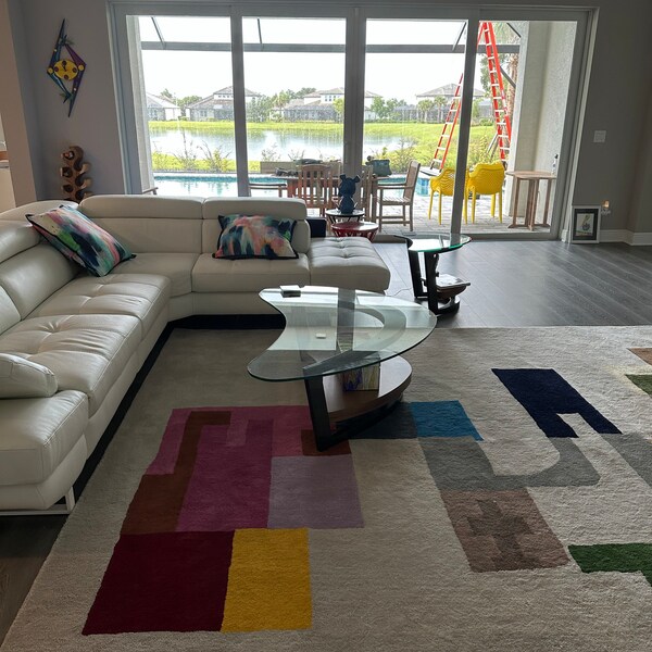 Irregular Shape Hand-tufted 100% Wool Area Rugs for Bedroom Aesthetic ...