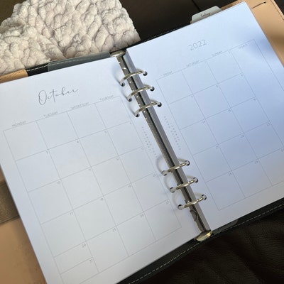 2024 Monthly Calendar Printable A5 Filofax Planner Insert Monday or ...