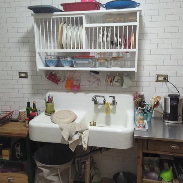 Shaker Peg Kitchen Window Plate Rack Shelf Wood Dish Cabinet for Plates ...