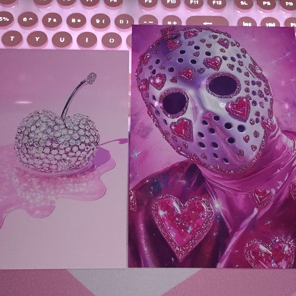 Visual Reference: Pink Crystal Art Print Holographic Wall Decor