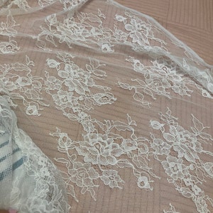 Ivory Lace Fabric Embroidered Tulle Lace Fabric Vintage Lace - Etsy