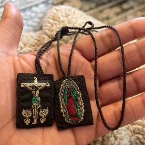 Catholic Scapular (Brown Green Scapular Necklace Religious Gift