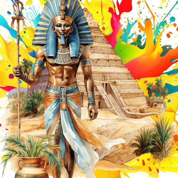 Ancient Egypt Watercolor Clipart Bundle – Pharaohs, Pyramids (digital ...