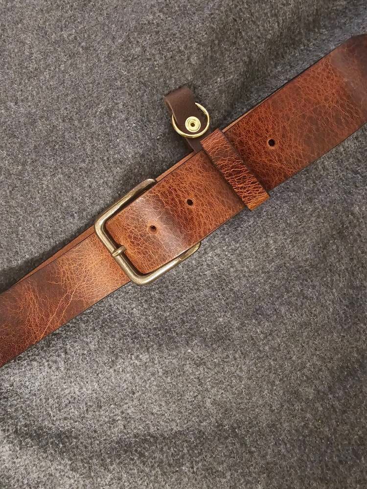 Leather Belt, Buffalo 1.5” Mens Dress Belt Amish Handmade Full Grain Made in USA