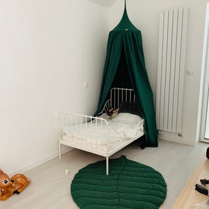 Green Linen Bed Canopy: Natural Nook Baldachin, Nursery Tent - Etsy