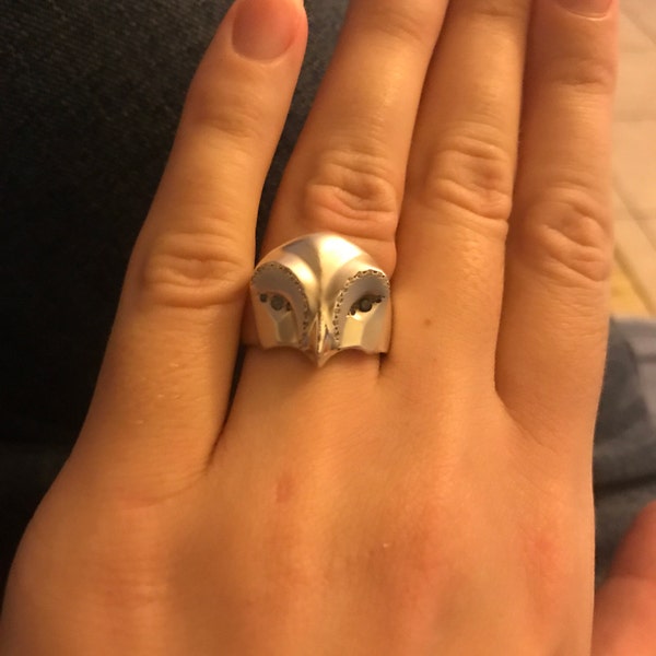 Anello Donna Con Gufo In Acciaio Inox 316L, Fascia Regolabile, Moderno, Da Tutti I Giorni, Misure 9-14