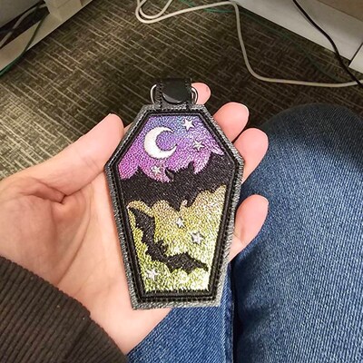 Coffin, Bats Keychain, Snap Tab - Etsy