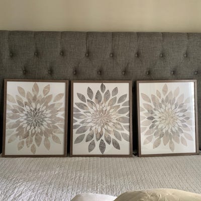 Neutral Wildflower Silhouette Flower Art Prints Botanical Brown Earth ...