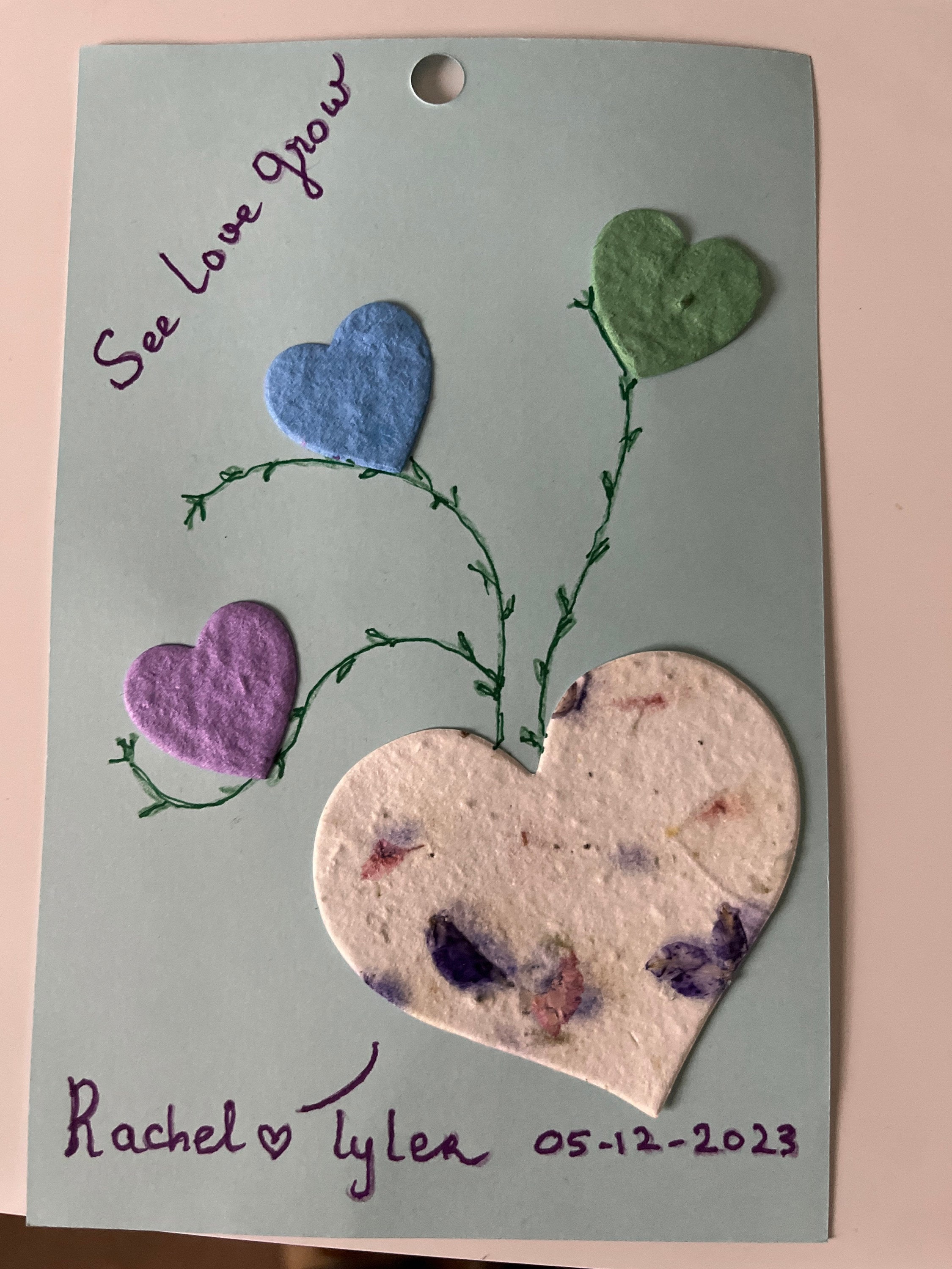 Large Recycled Fiber Seed Paper Hearts 2.85&quot;w x 2.5&quot;h Wildflower Natural Recycled Fibers #17s for Weddings or Events set of 24