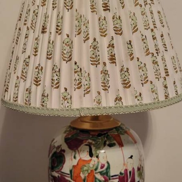 Pleated Lampshade-blue Green Lamp Shade-blue Floral Pleated Sconce ...