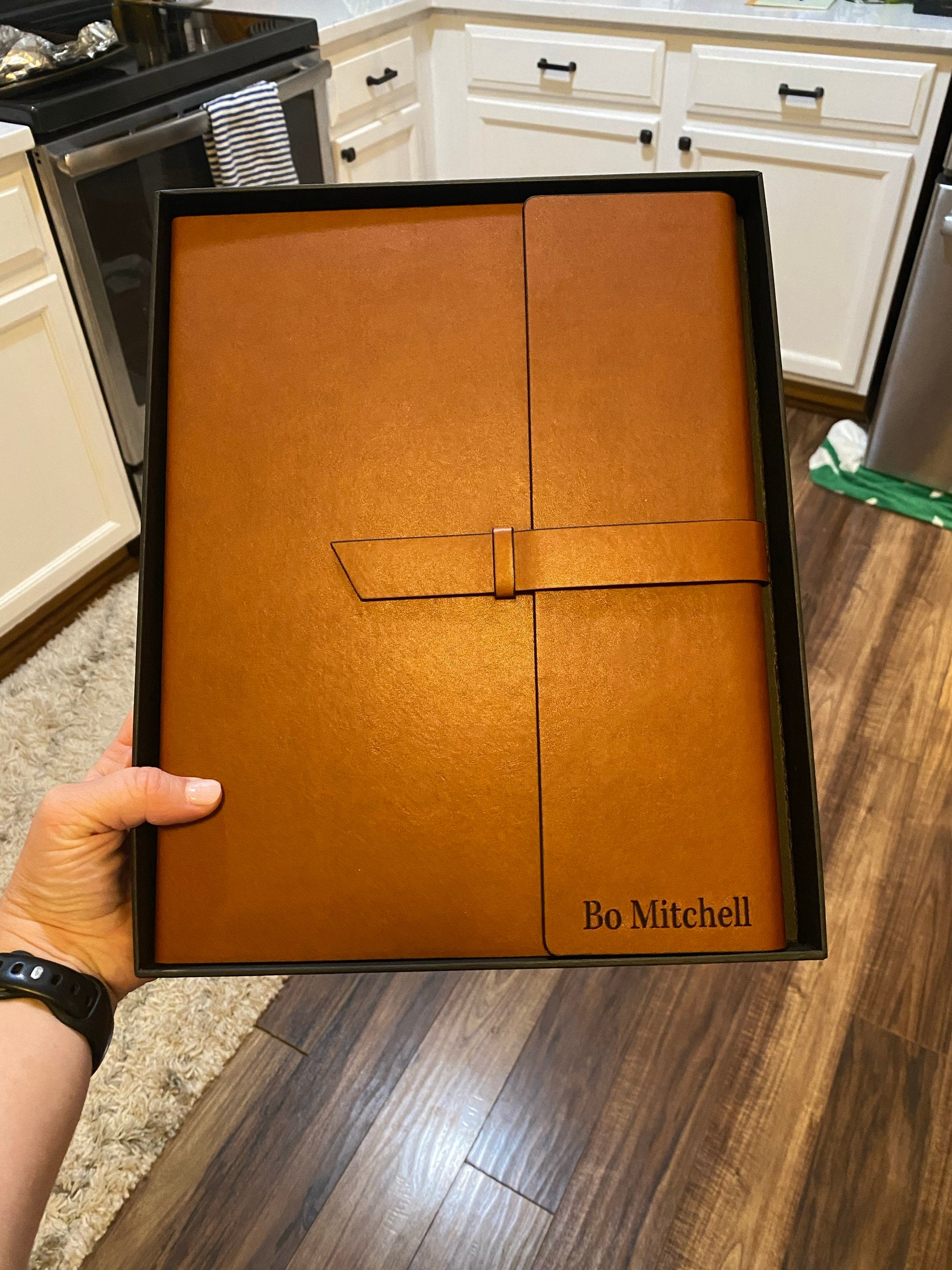 Personalized LEATHER PORTFOLIO Padfolio Notebook Organizer Folder Planner Business Corporate Gifts for Him Dad Men Boyfriend Custom Engraved