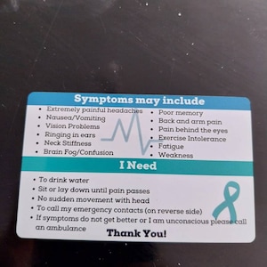 Pots Medical Card Package, Pots Syndrome, Pots Awareness Wallet Insert ...