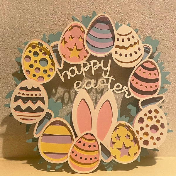 3D Happy Easter Wreath- Mandala Layered Digital Cut File - Etsy