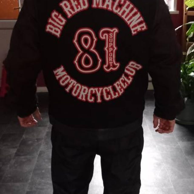 Hells Angels Support81 MC Denim - Leather Vest Big Red Machine - Etsy