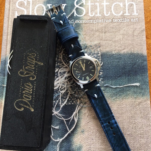 Cinturino Per Orologio In Pelle Di Vitello Nera E Bianca - Foto 10