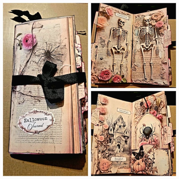 Pink Halloween, TN Size, Junk Journal, Kit, Travelers Notebook, Shabby ...