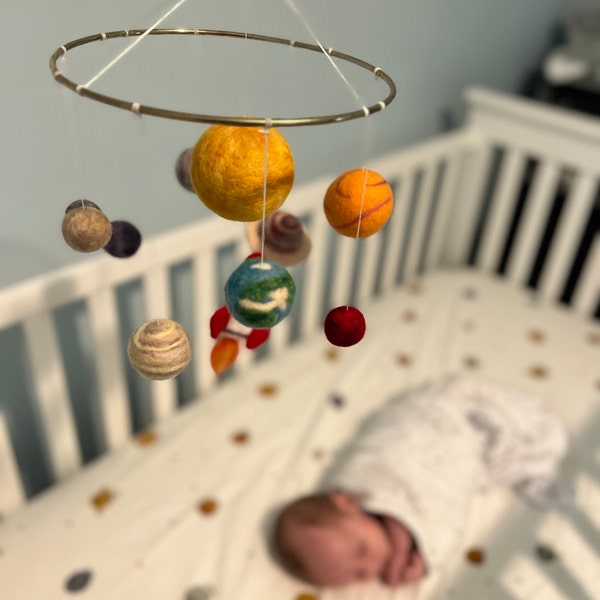 Solar System Mobile Crib Pastel Space Mobile Nursery Planet Mobile Baby ...