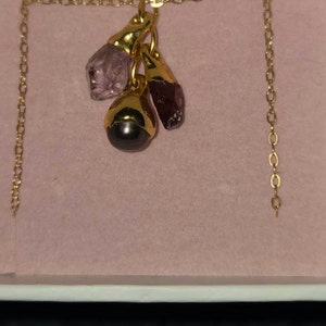Customer photo from Wolf, Personalized Dainty Raw Gemstone Birthstone Necklace