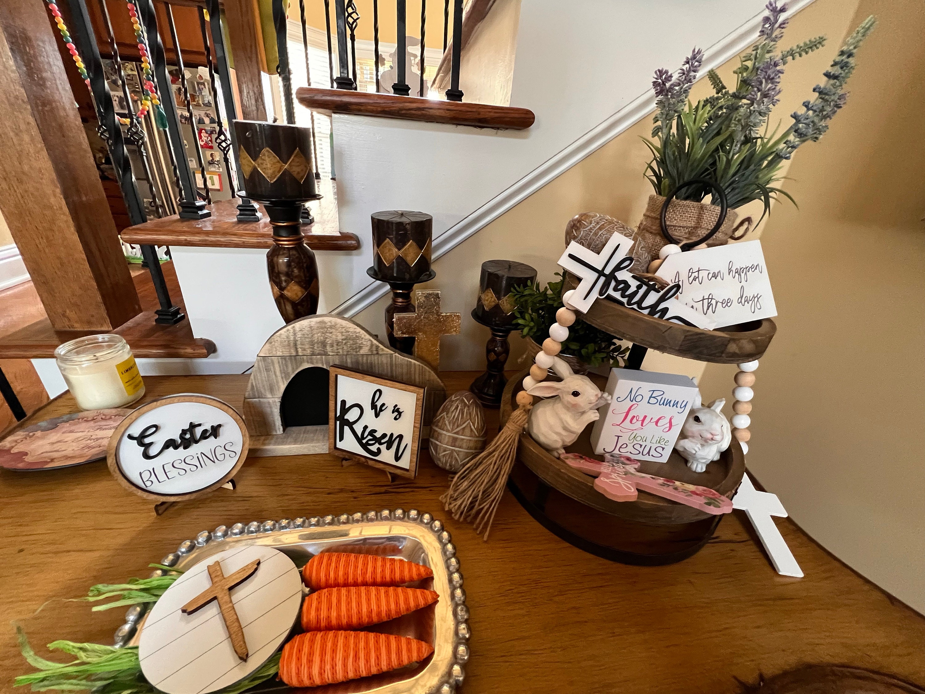 He is Risen Tier tray set, Easter tier tray set, Easter tier tray decor