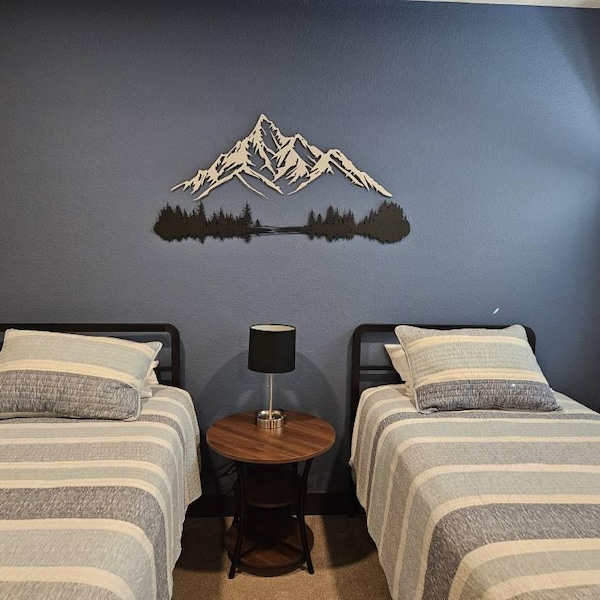 Metal Mountain Forest Wall Art: Nature Decor - Etsy