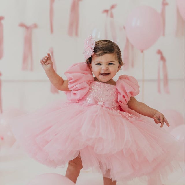 Set Vestitino Primo Compleanno Neonata: Tutina + Gonna + Fascia Per Capelli, Rosa 1 Anno, 'Wild One' - 4