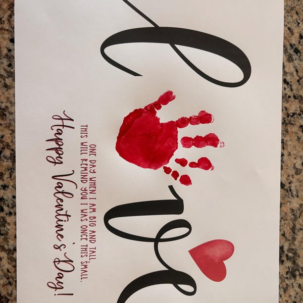 PRINTABLE Valentines Day Handprint Art Craft for Kids, Keepsake Art ...