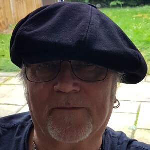 Nikki Oversized Newsboy Cap Black Navy Cashmere Corduroy Huge