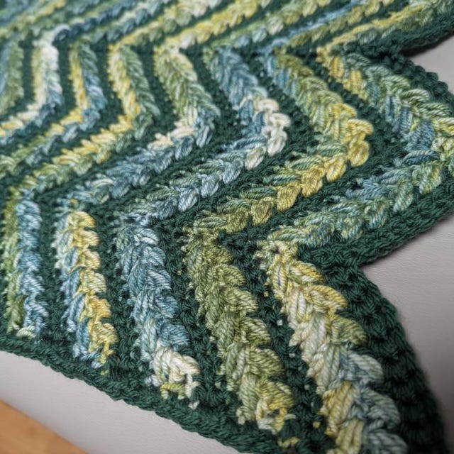 A customer's finished Wheat Stitch Ripple Blanket Crochet Pattern with Video Tutorial