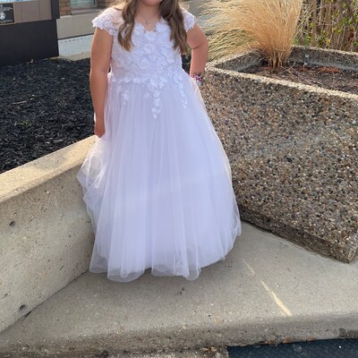 One Shoulder Pleated Junior Bridesmaid Dress With Flowers Dusty Blue