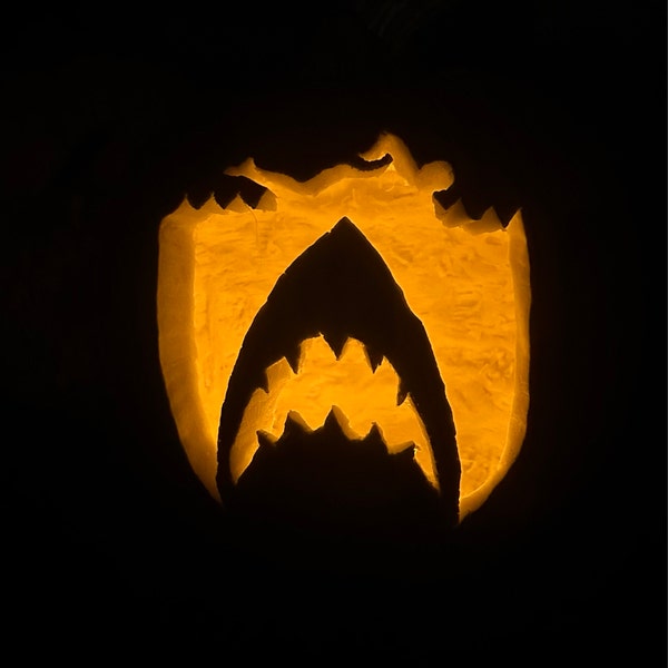 Printable Pumpkin Stencil for Carving JAWS Shark and Swimmer Silhouette Printable Pumpkin Stencil for Carving JAWS Shark and Swimmer Silhouette