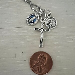 Medalla Milagrosa Pequeña - Colgante Esmalte Azul - Virgen María