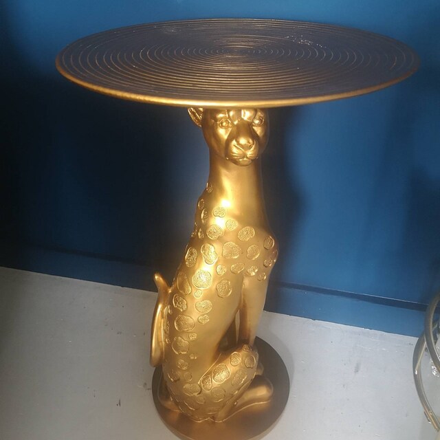Gold leopard side table deals