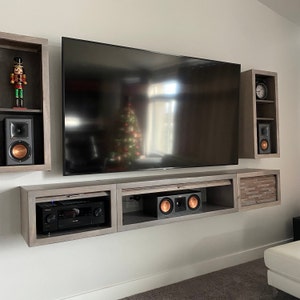 Gray Floating TV Stand Modern Wall 