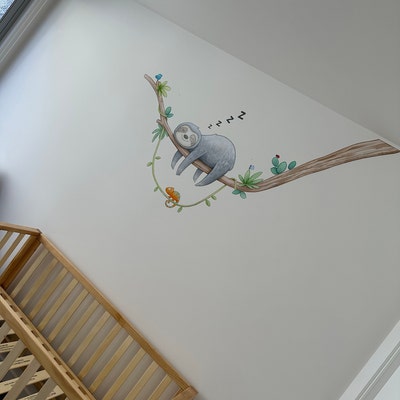 Sleepy Sloth Fabric Wall Decals - Cute Watercolor Removable Stickers For Kids' Room, Nursery, Or Playroom Decor - View #8