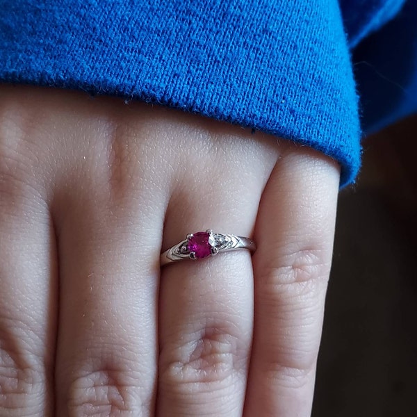 Sterling Silver Baby Ring: Children's CZ Birthstone Ring - Etsy