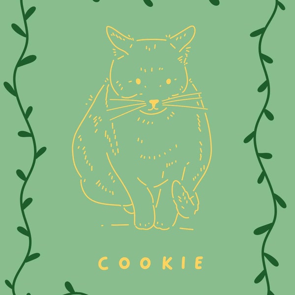 Custom Cat Portrait Cute Cat Poster Personalized Badly Drawn Pet Art ...