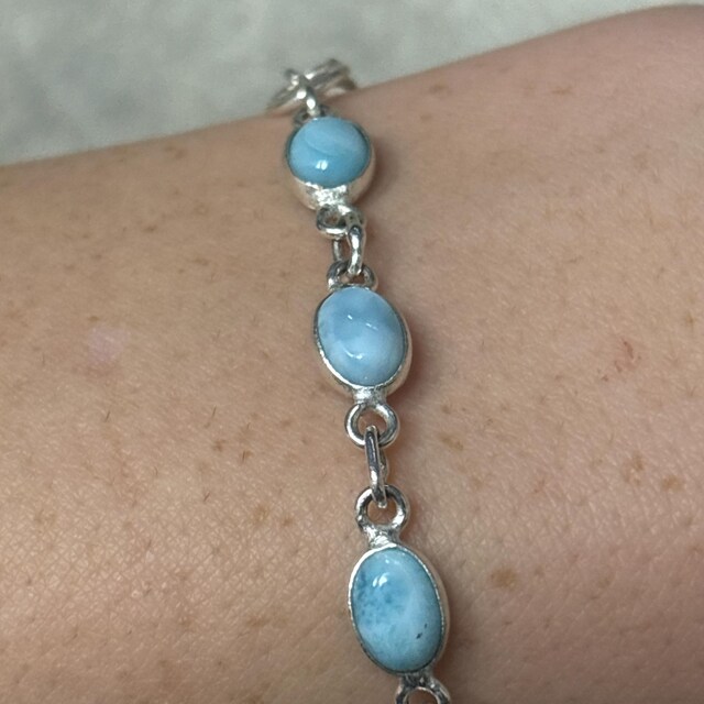 Bracciale Gioiello In Larimar Blu Fatto A Mano - Placcato Argento 925 - Vendita All'Ingrosso