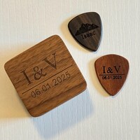 Personalisiertes Gitarrenplektren-Box Aus Holz Mit 3 Plektren – Geschenk Für Gitarristen