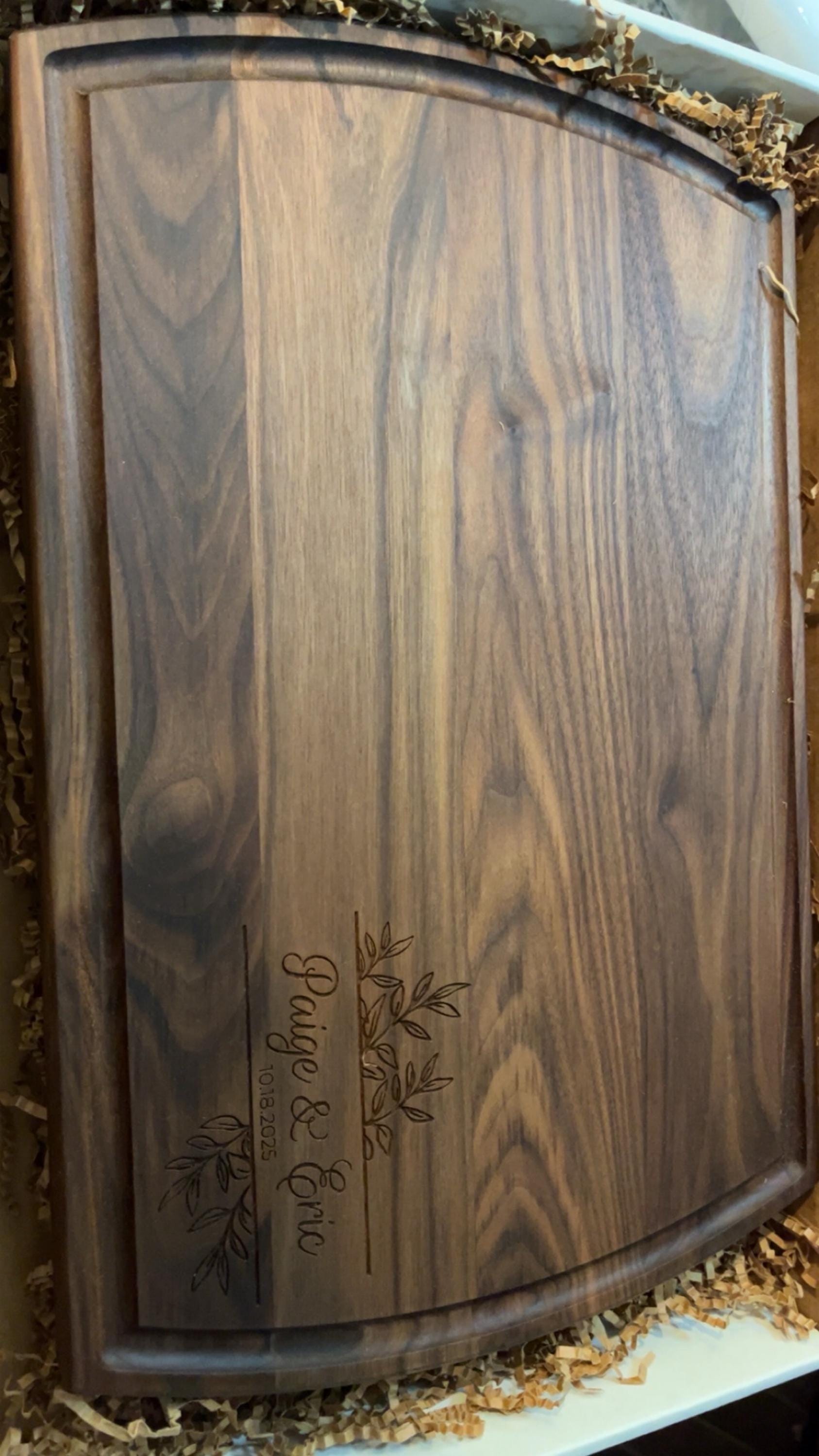 Wood Cutting Board, Personalized Cutting Board, Floral Engagement Gift For Couple, Personalized Charcuterie Board, Engraved Wedding