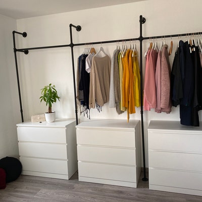 Coat Rack Made of Water Tubes Clothes Rail Black for Wall Mounting Open ...