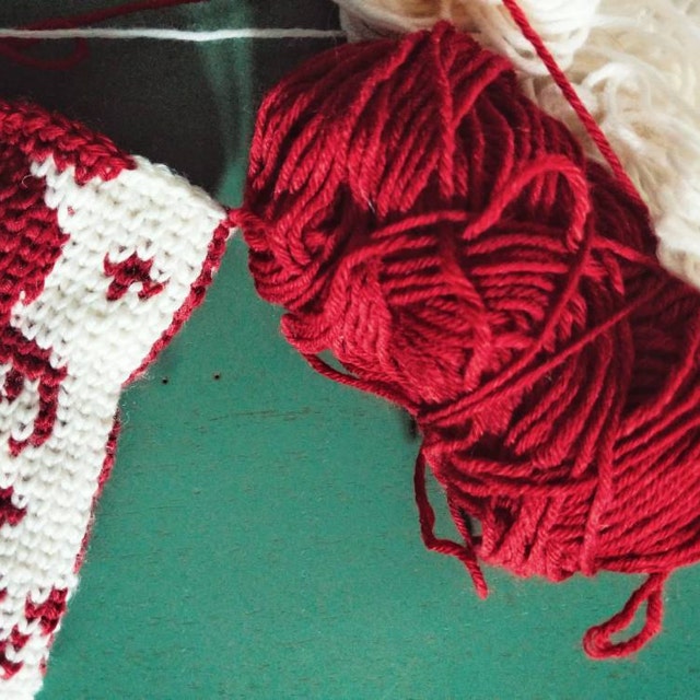 A customer's finished Deer Fair Isle Mittens Crochet Pattern